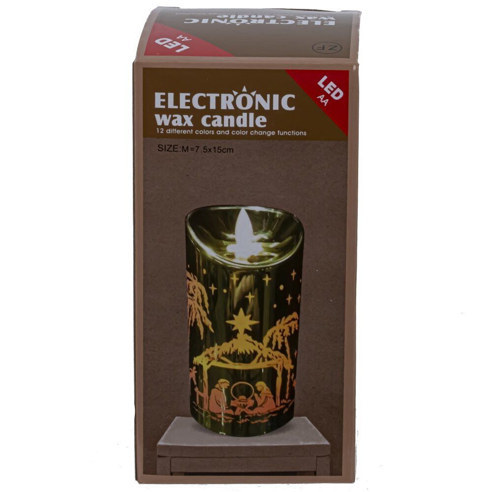 GAEM Изделие декор Свеча "Серебряный Дед Мороз" (подсвет, AAAх3 н/п) L7,5 W7,5 H14,5 см