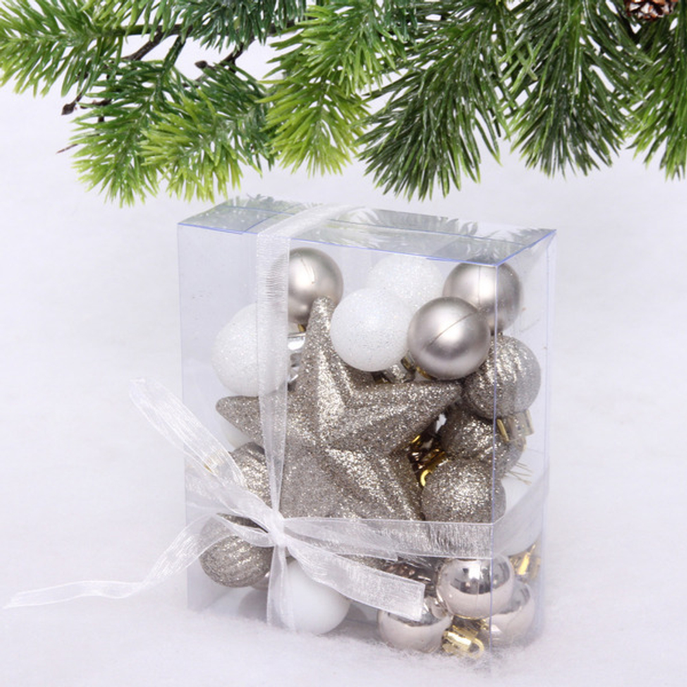 Набор ёлочных украшений «Brilliant pirouette» 30 предметов, Белый/Шампань