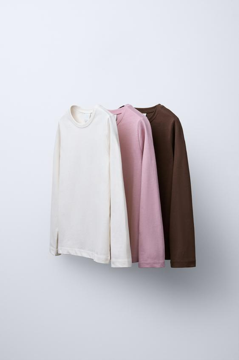 ZARA НАБОР ИЗ ТРЕХ ОДНОТОННЫХ ФУТБОЛОК, РАЗНОЦВЕТНЫЙ