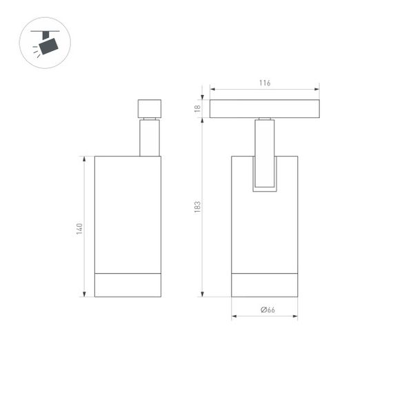 Трековый светодиодный светильник для магнитного шинопровода Arlight Mag-Orient-Spot-R65-20W Warm3000 033828