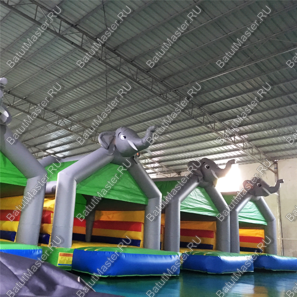 Коммерческий наддувной батут "Слоник - мой друг", 4,5*4,5*3,5 м