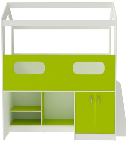 Кровать-чердак КарИВи ДС-12 Белый  Лайм