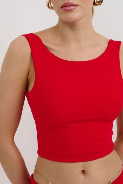 Топ с открытой спиной из вискозы красного цвета