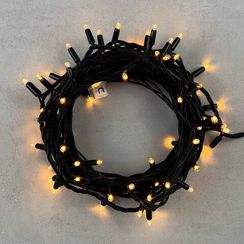 Светодиодная гирлянда с колпачком 75 экстра теплых белых LED ламп 10 м., 24В., черный каучуковый провод, IP65, LTC (LL75-1-1EWW)