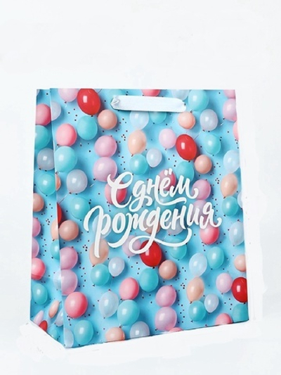 Пакет ламинированный «С Днём рождения», шары, ML 23 х 27 х 11.5 см