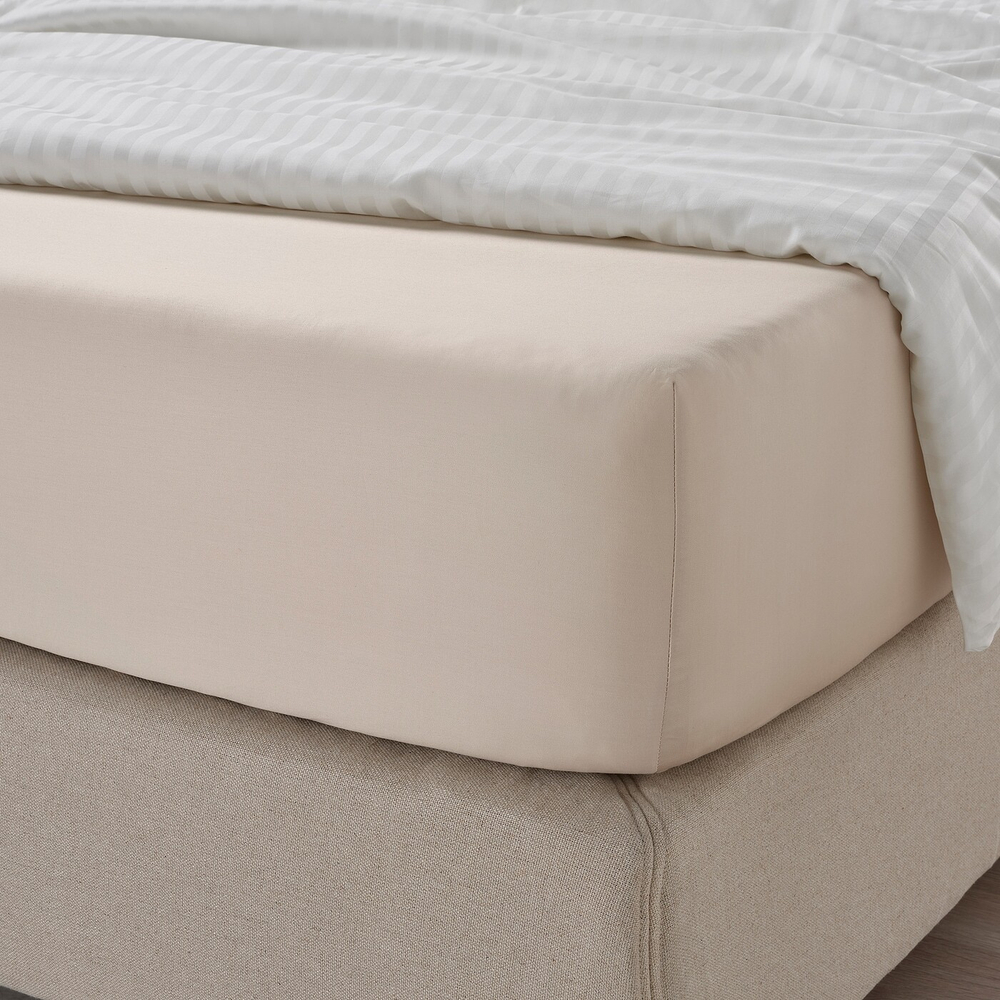 IKEA NATTJASMIN  (ИКЕА НАТТЙАСМИН)  -  Простыня на резинке, светло-бежевая, 90x200 см