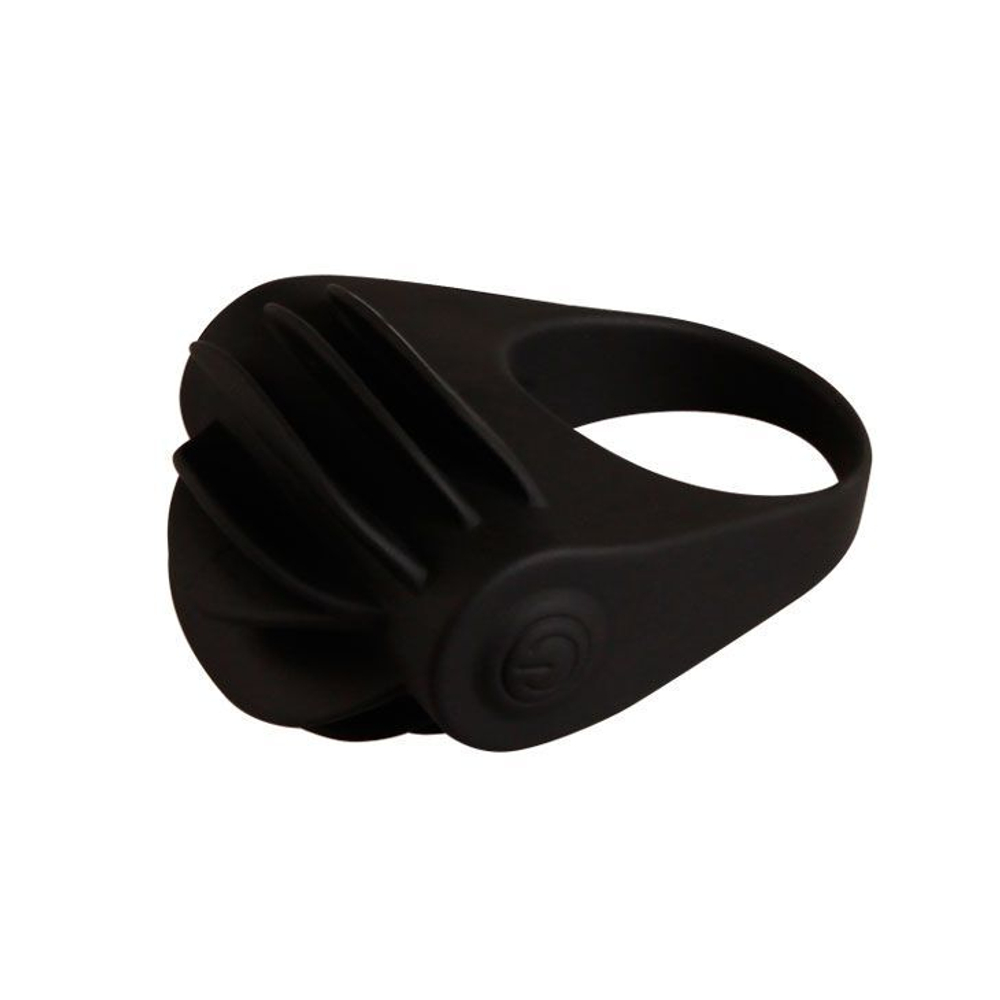 Рифленое эрекционное кольцо с вибрацией Chester (Цвет: черный)