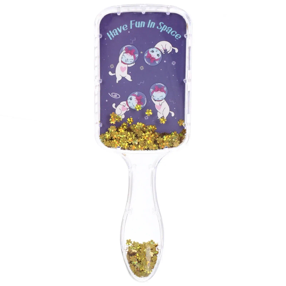 Расческа массажная прямоугольная «КОТИКИ», микс 4 дизайна, 19*6,5см (PVC подвес)