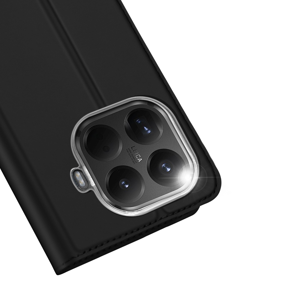 Чехол книжка из кожи черного цвета от Dux Ducis для Xiaomi 15T Pro, серия Skin Pro Series