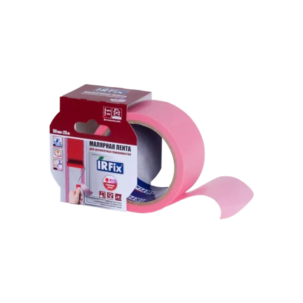IRFix Extra Малярная лента для деликатных поверхностей 50мм х 25м розовая