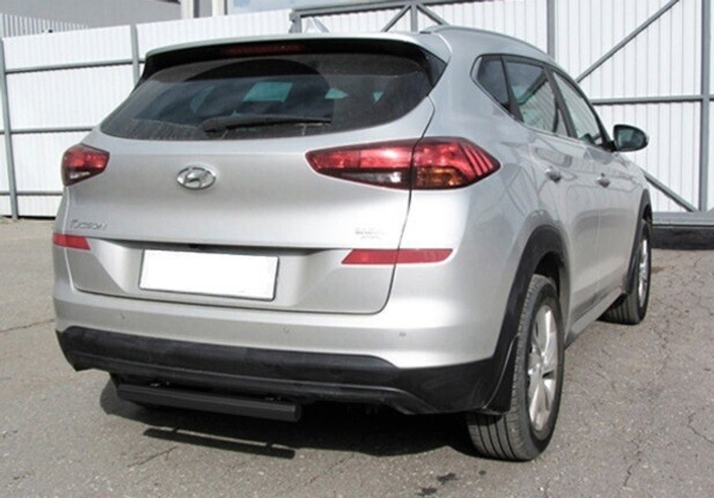 Защита заднего бампера (нержавейка) Hyundai Tucson Turbo (2018-2021) d57 короткая (черный)
