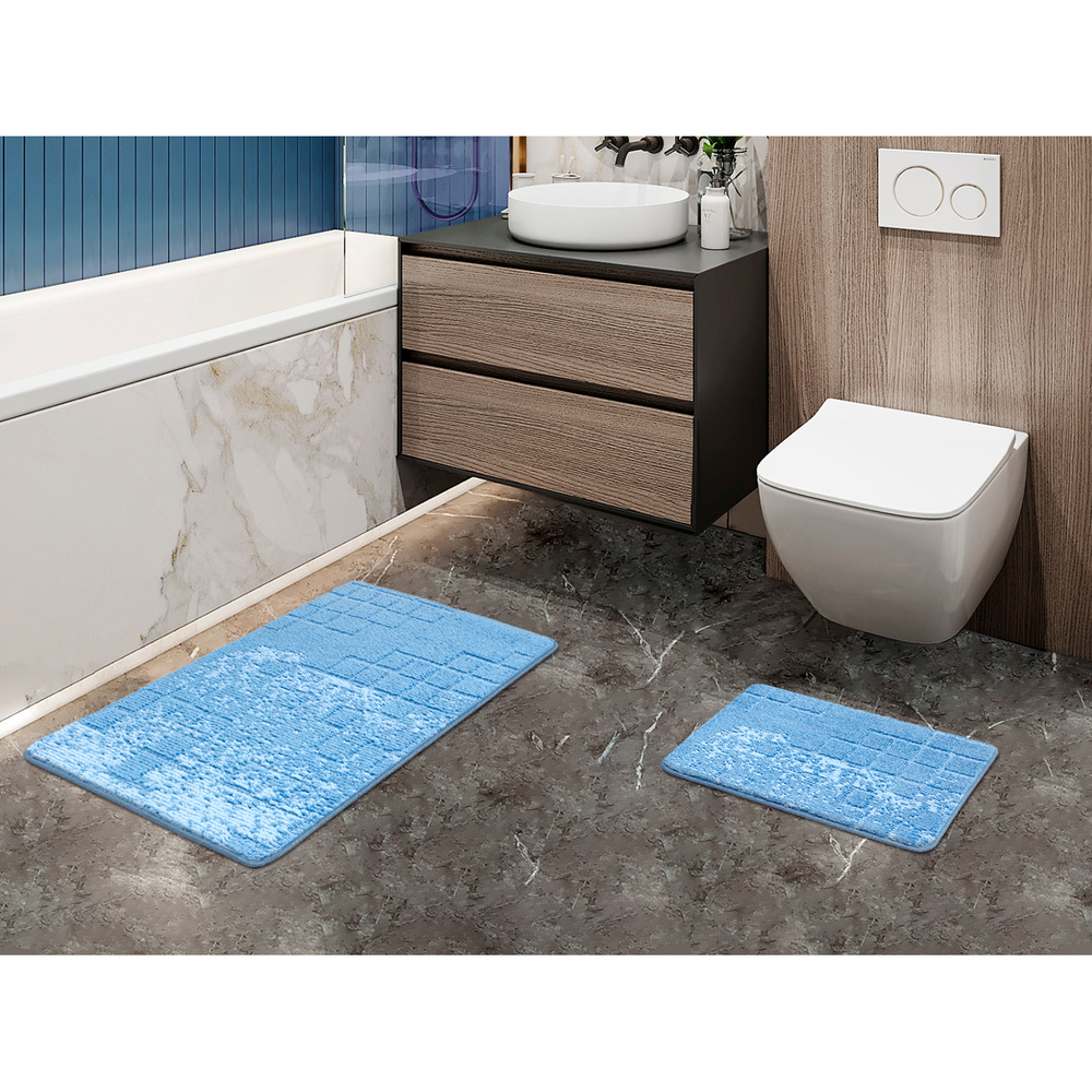 Набор ковриков д/ванной Shahintex Vintage  60*100+60*50 синий (01)