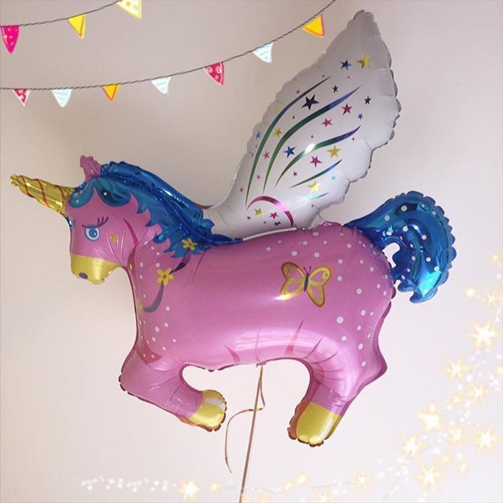 Шар (44"/112 см) Фигура, Волшебный единорог, Розовый 1 шт.