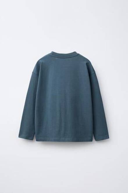 ZARA БАЗОВАЯ ФУТБОЛКА, ВЫЦВЕТШИЙ СИНИЙ