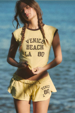 ZARA ШОРТЫ ИЗ ХЛОПКА С КУЛИСКОЙ, СВЕТЛО-ЖЕЛТЫЙ