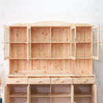 Шкаф витрина 174х28х109, Лена, стеклянная для посуды, буфет 4-дверный, с полками (верхняя часть буфета Лена), массив сосны, в натуральной отделке, Dipriz