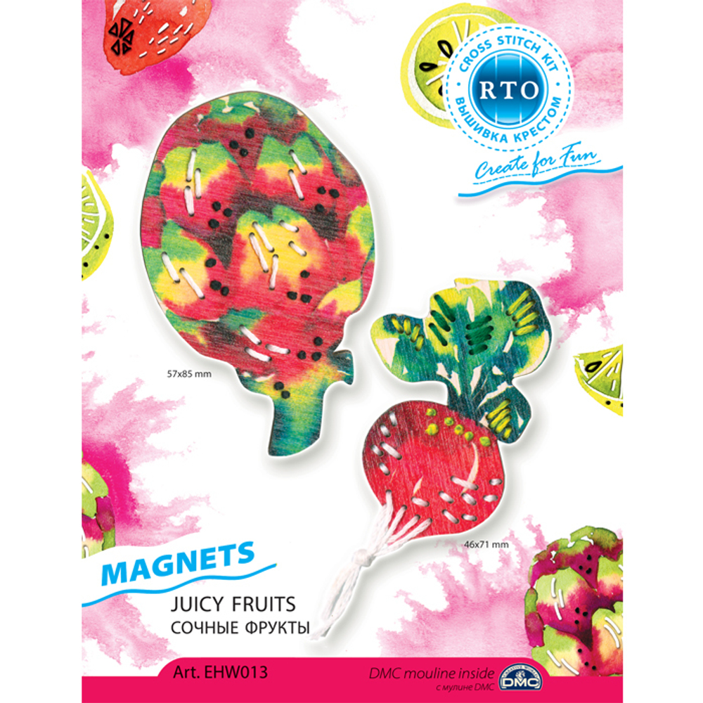 Название по-английски:	Juicy fruits¶Название по-русски:	Сочные фрукты¶Размер кадра, см:	5.7*8.5; 4.6