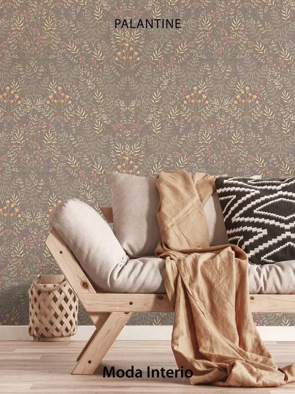 Обои флизелиновые, веточки на коричневом, прованс, метровые, для гостиной, Palantine (Moda interio)