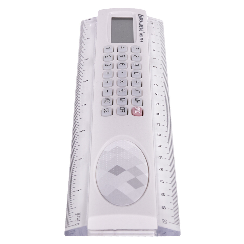 Калькулятор с линейкой 20 см BRAUBERG MULTI-8 (53x210 мм) 8 разрядов (3 штуки в упаковке)