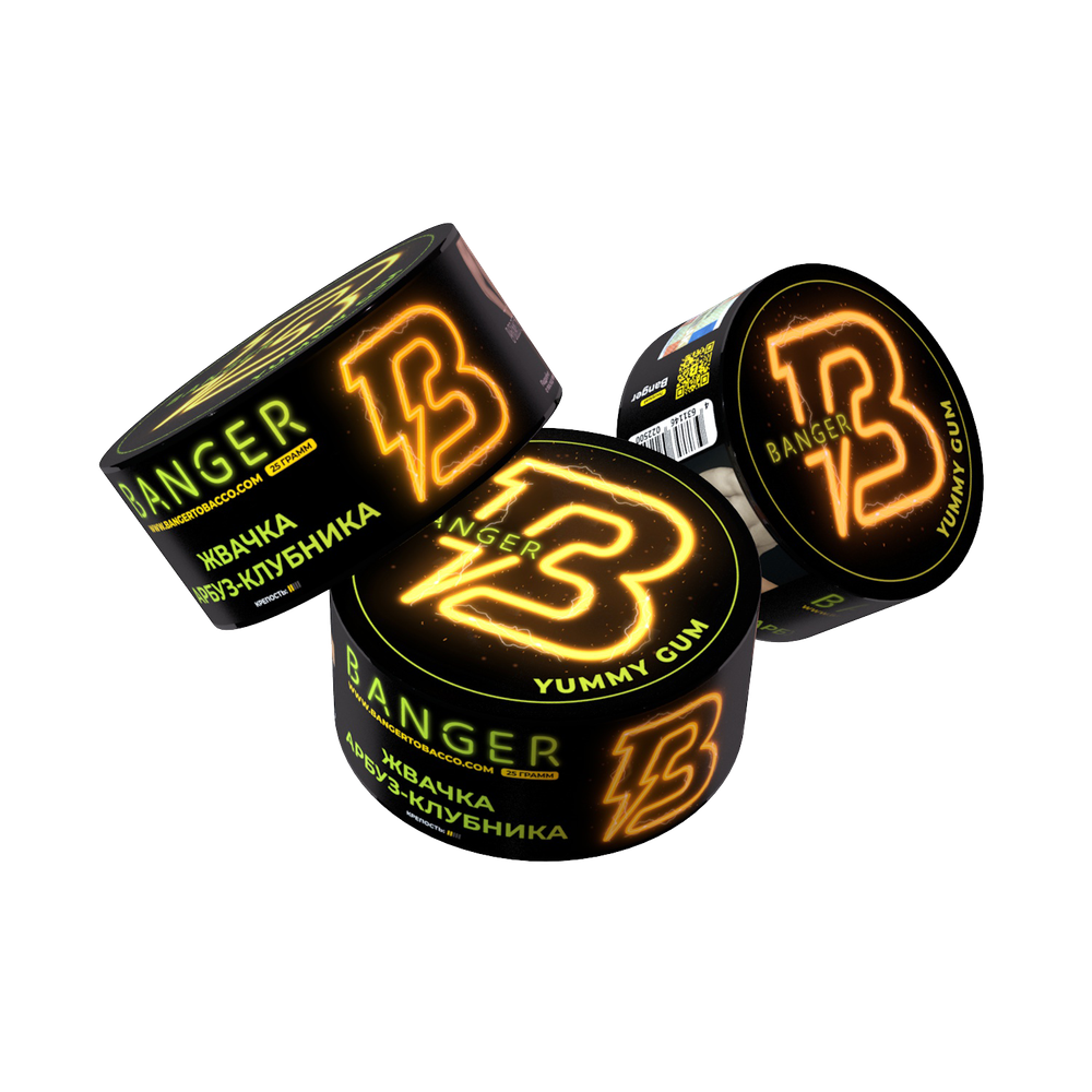 М. Табак для кальяна Banger Yummy gum (Жвачка арбуз-клубника) 25гр