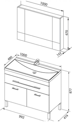 Мебель для ванной Aquanet Верона NEW 100 белый (напольный 1 ящик 2 дверцы)