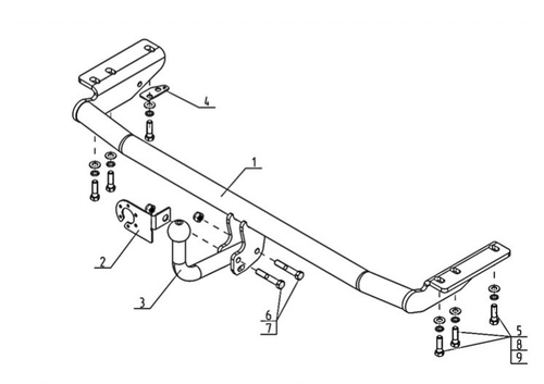 Фаркоп для Volvo S60 седан 2000-2010 Тип шара: A. Нагрузки: 1600/85 кг, VL 06