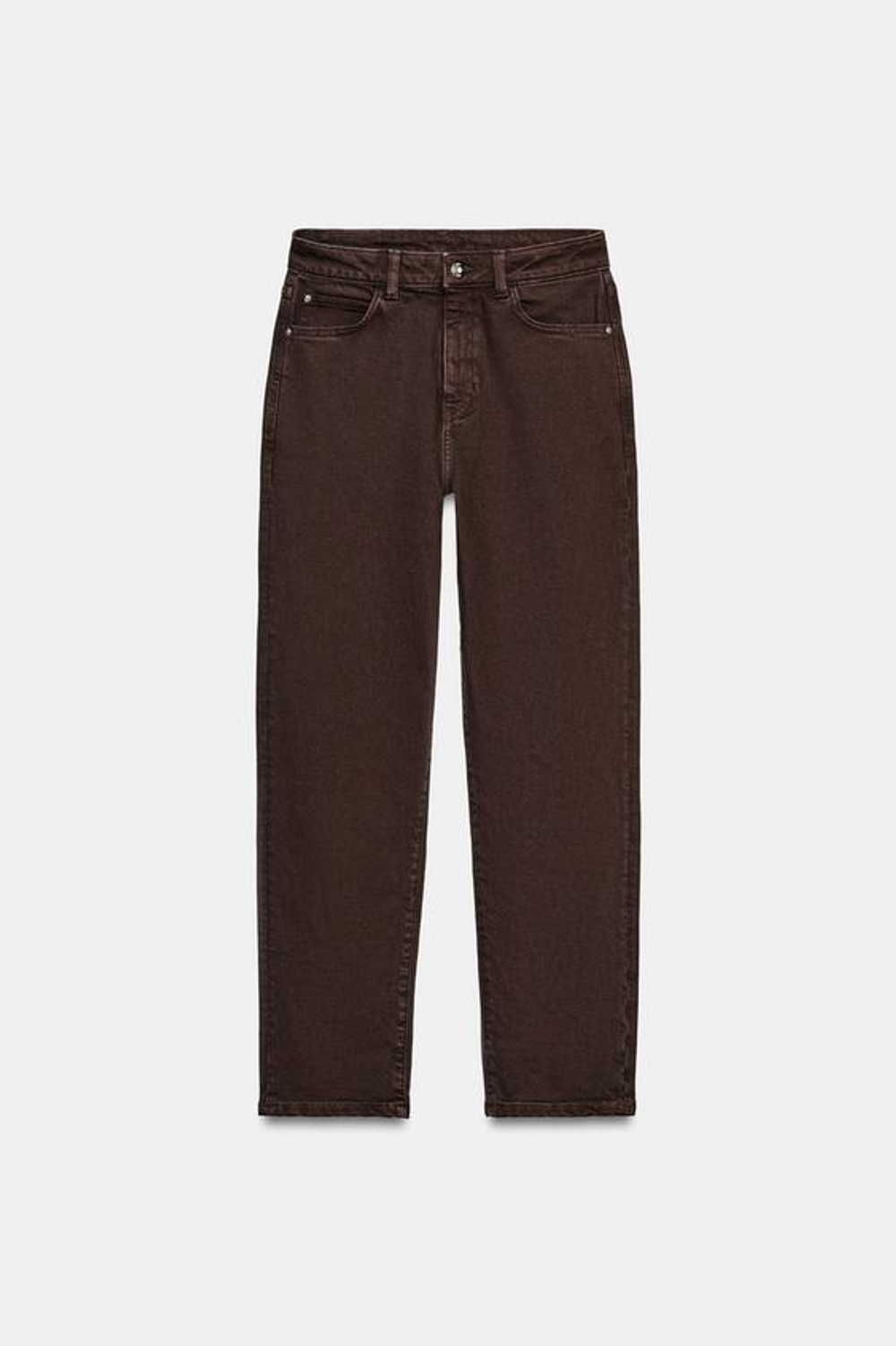 ZARA ДЖИНСЫ Z.01 MOM FIT С ВЫСОКОЙ ПОСАДКОЙ, КОРИЧНЕВЫЙ
