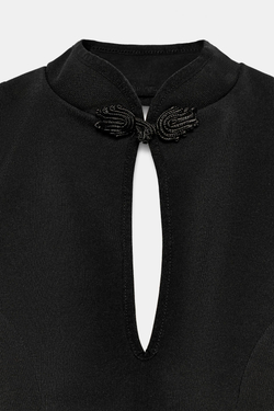 ZARA ТОП С ГОРЛОВИНОЙ ХАЛТЕР И ЗАСТЕЖКОЙ НА ПЕТЛИ, ЧЕРНЫЙ