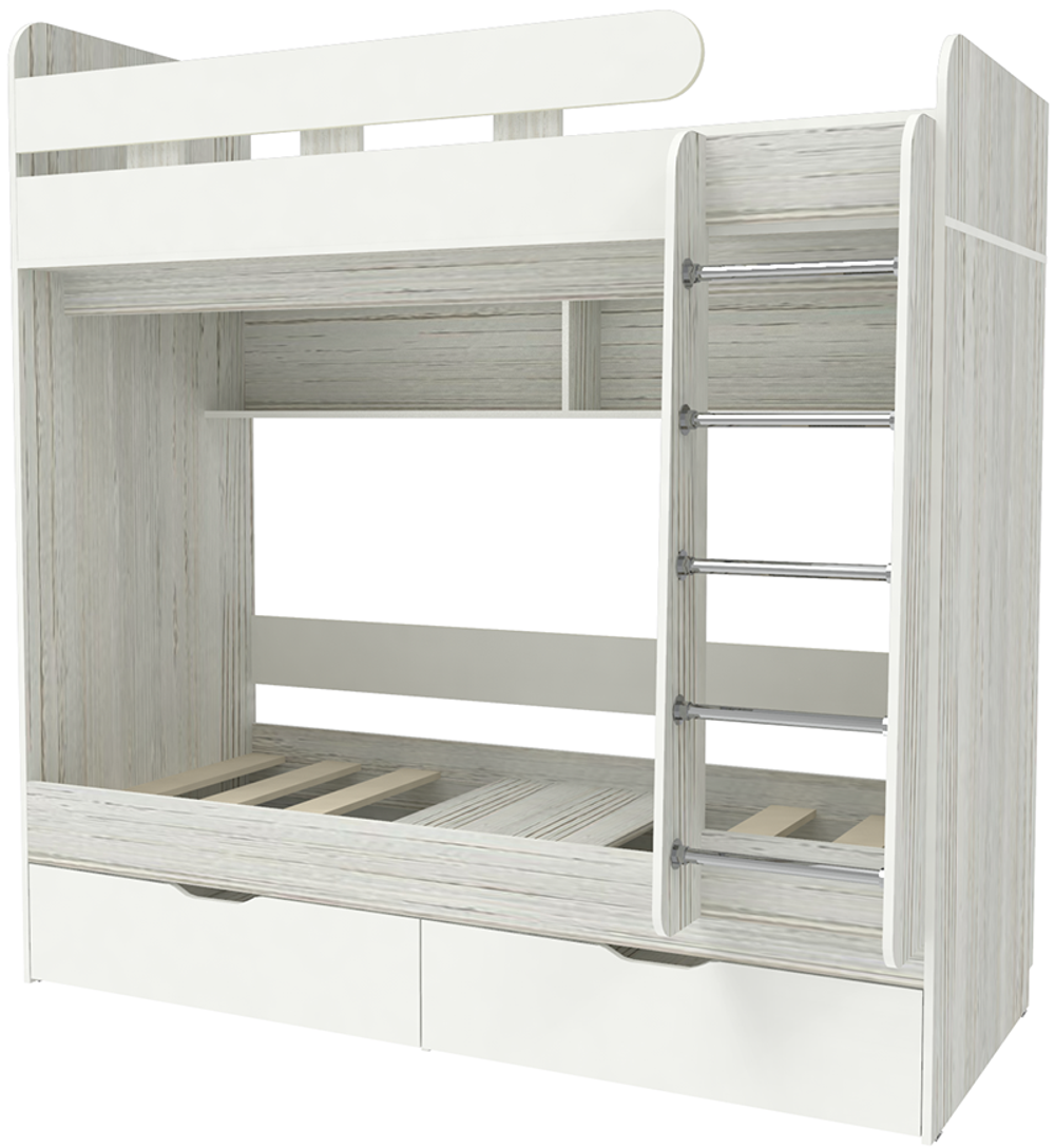 Двухъярусная кровать КарИВи Юниор 5 80х190 Винтерберг Белый