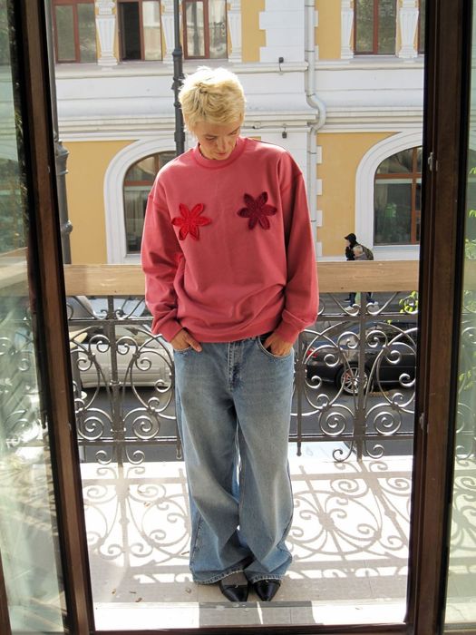 Свитшот c кроше, розовый