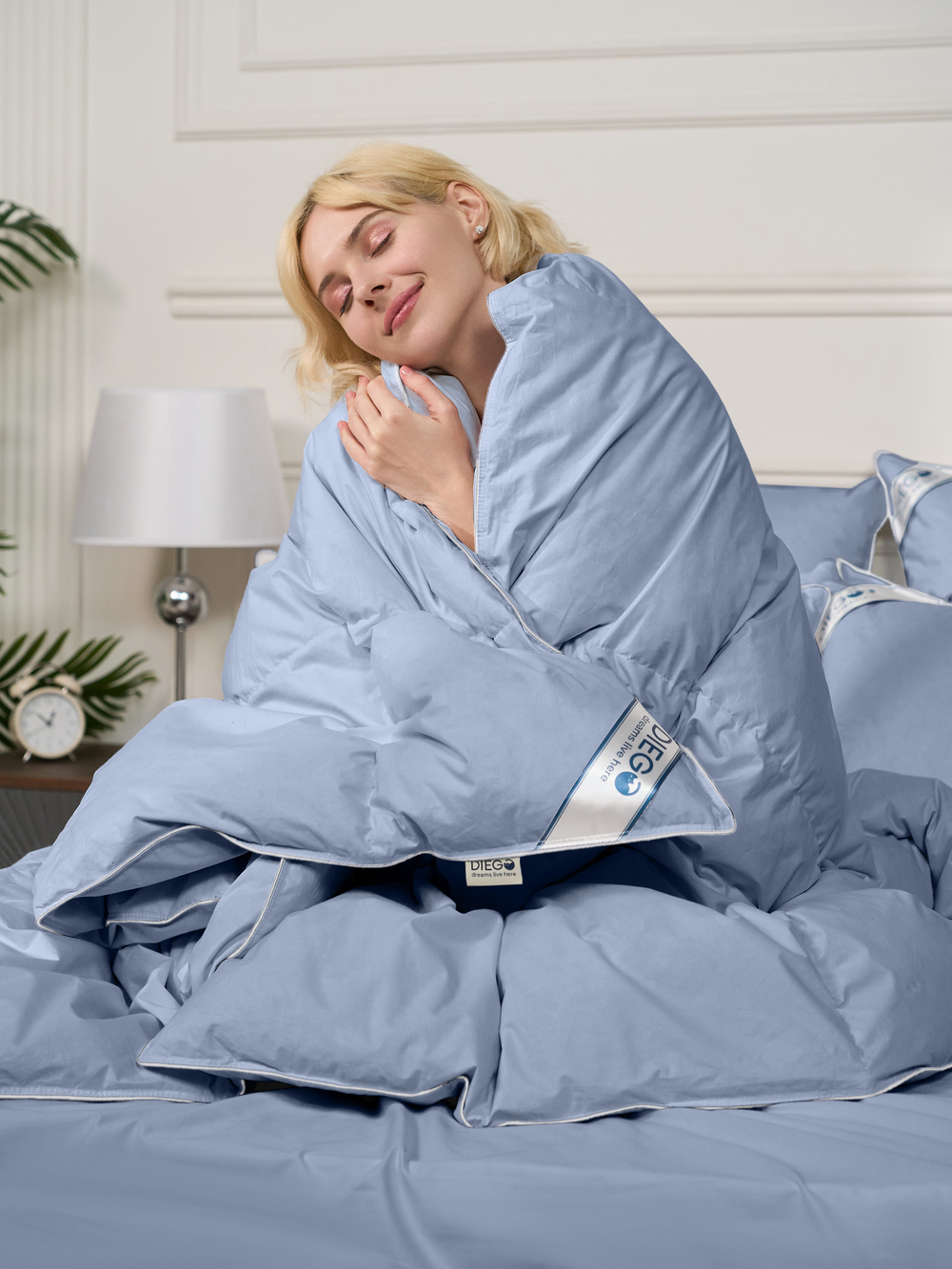 Одеяло зимнее Вега Евро 200х200 Голубое