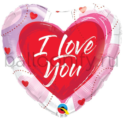 Фольгированная фигура, сердце, Сердце ILY мрамор агат фэшн,18"/45CM