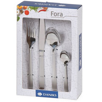 Набор столовых приборов нерж сталь, 24 пр, столовый, подар уп, Daniks, Fora