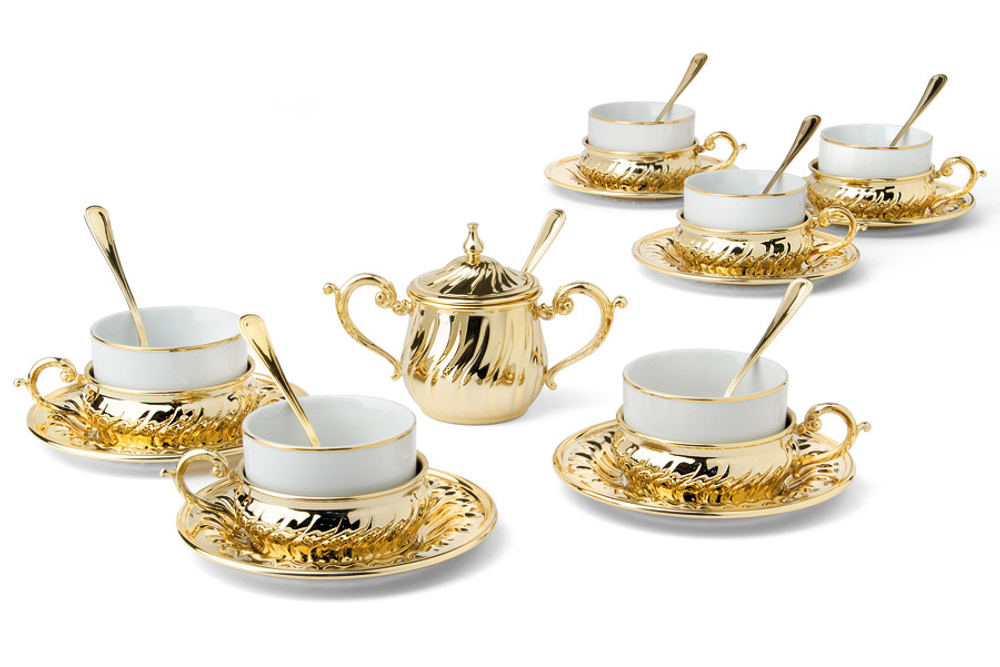 Чайный набор на 6 персон Stradivari с отделкой под золото в подарочной коробке Гамма