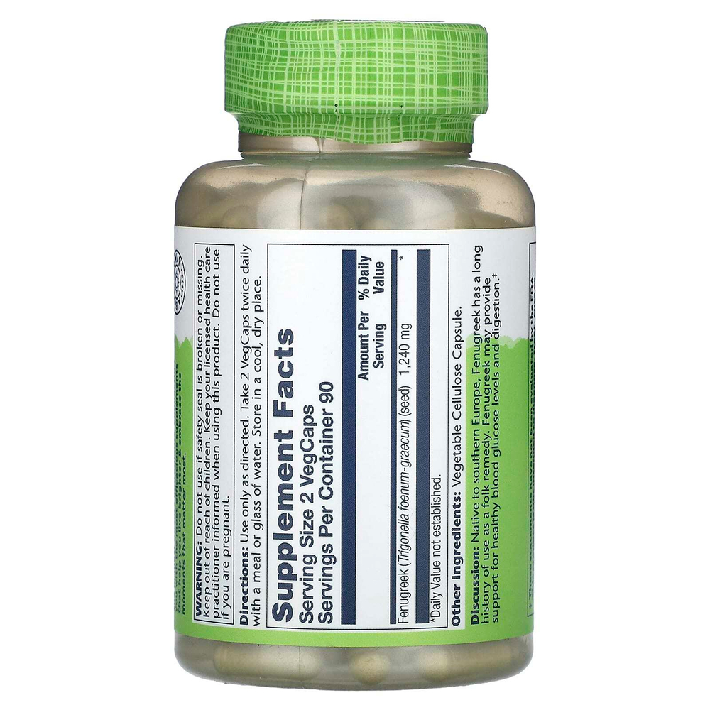 Solaray, True Herbs, пажитник, 180 вегетарианских капсул (620 мг на капсулу)