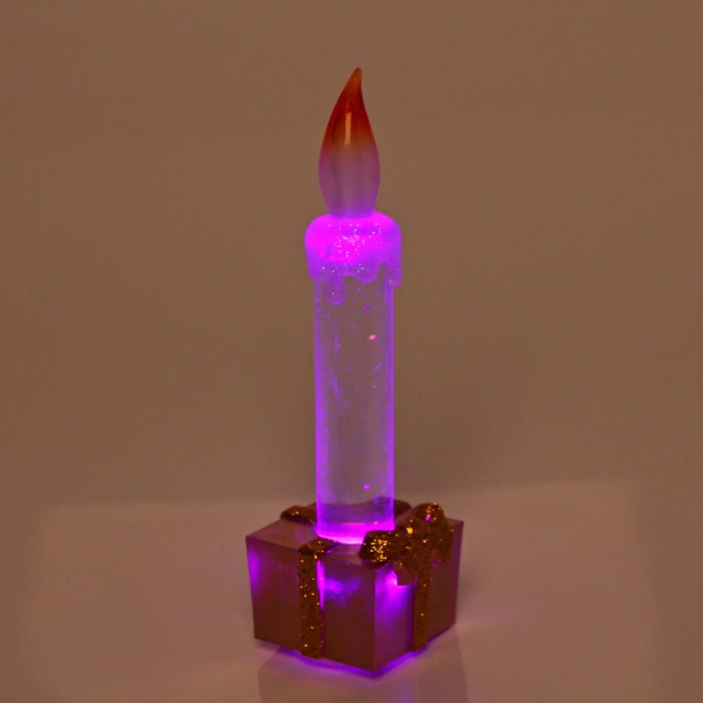 Сувенир с подсветкой «Свеча праздничная» 15 см, золото