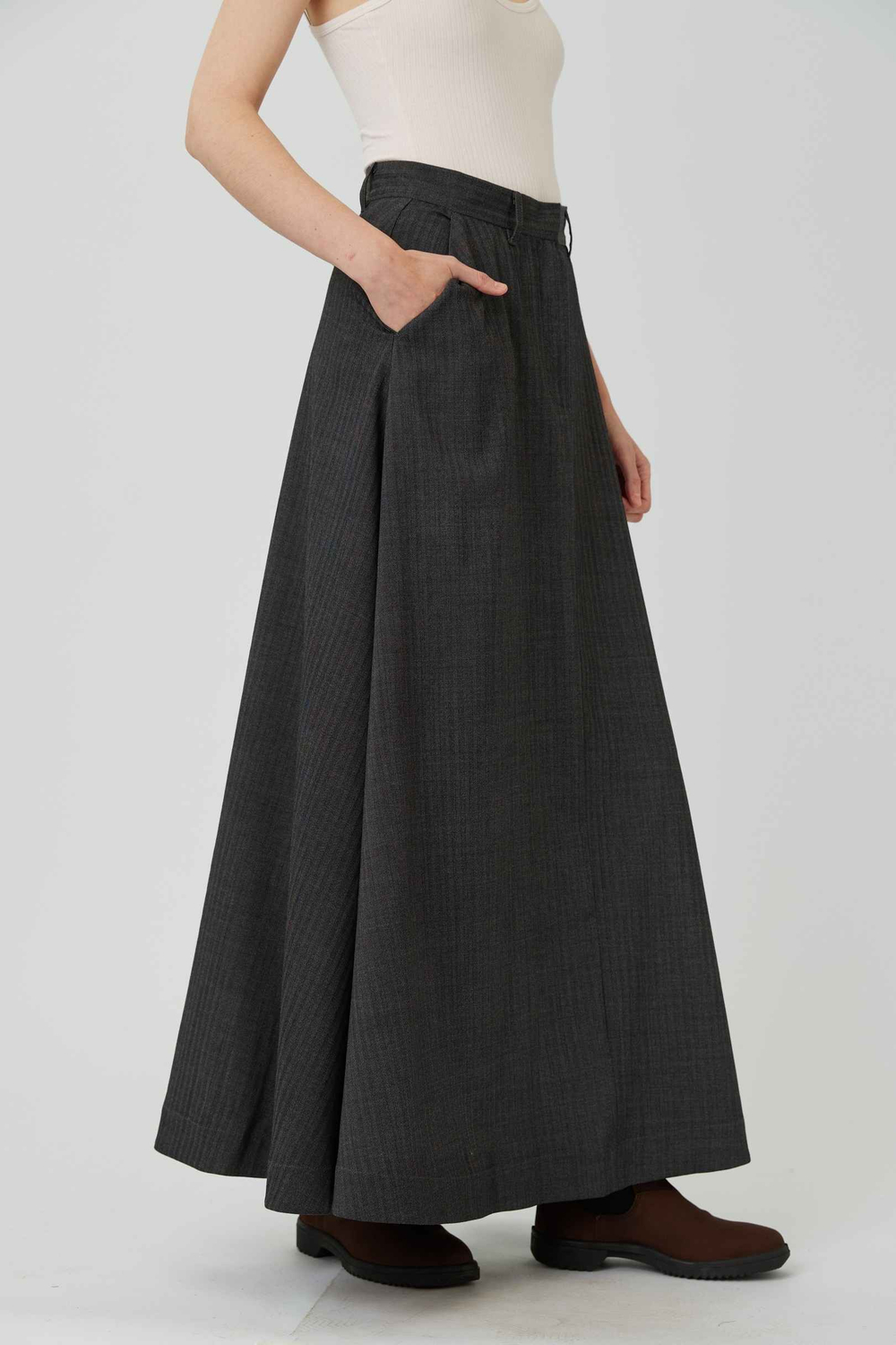 Юбка макси из шерсти в елочку