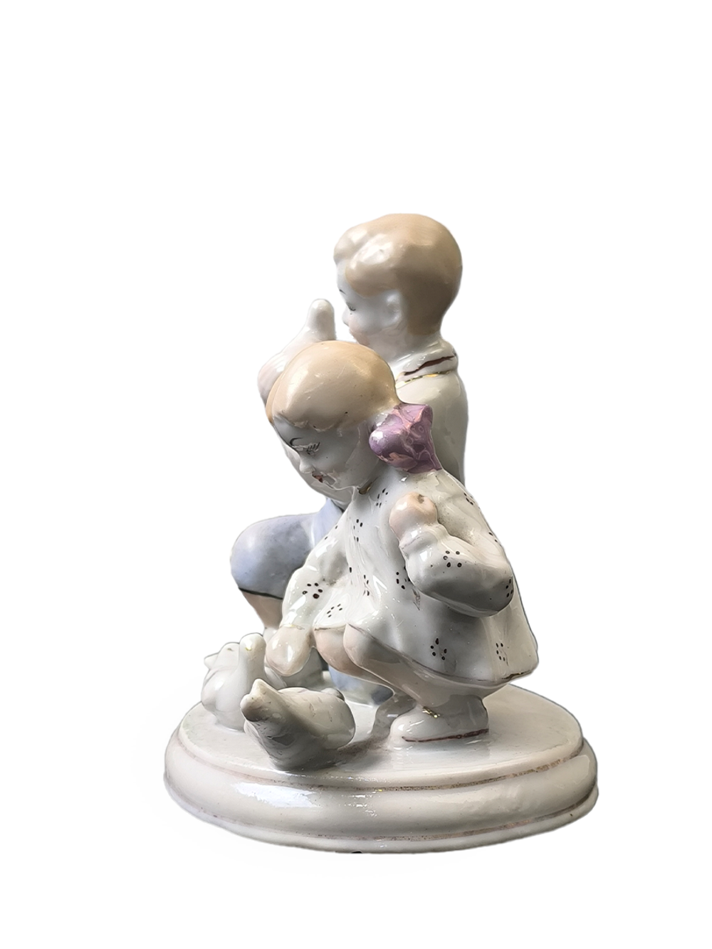 Фарфоровая статуэтка "Дети кормят голубей" Полонский ЗХК