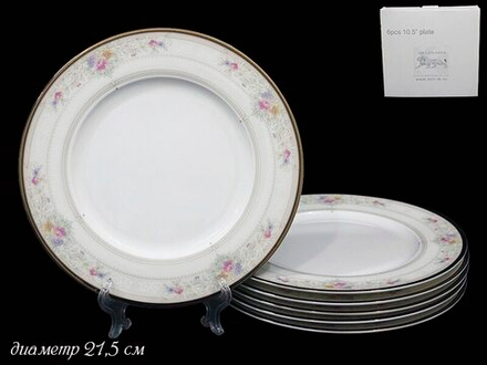 Lenardi 125-175 Набор 6 тарелок 21,5 см ЛАГУНА в под.упак (х10)Костяной фарфор