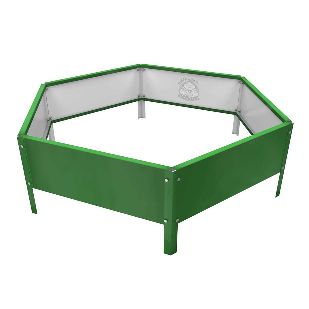 Клумба многоугольная оцинкованная с ножками 1 ярус RAL 6002 Зеленая листва