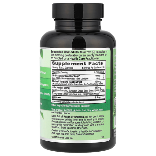Emerald Laboratories, UC-II Формула для здоровья суставов, 60 растительных капсул
