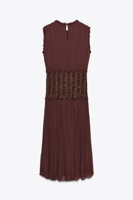 ZARA ПЛАТЬЕ С ВЫШИВКОЙ НА ТАЛИИ — ZW COLLECTION, БАКЛАЖАННЫЙ
