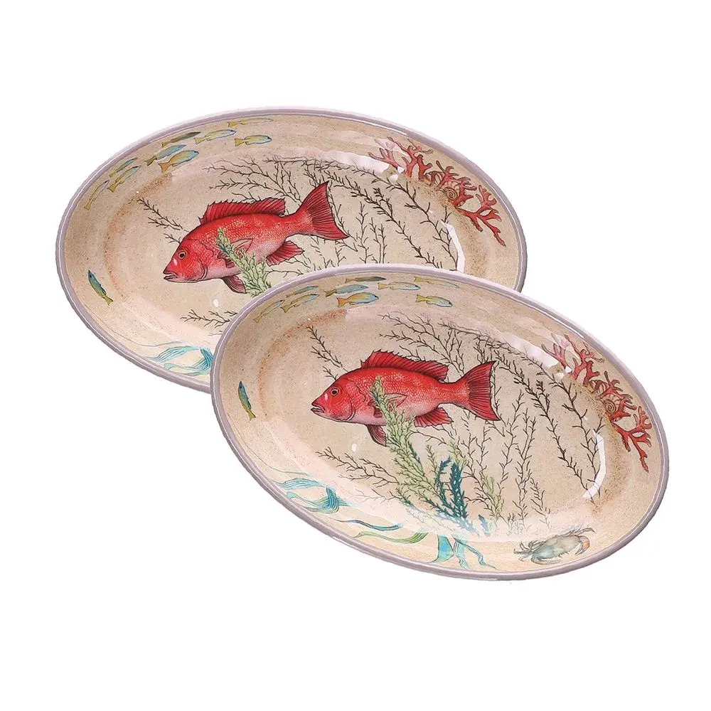 Rose&Tulipani Набор из 2 овальных меламиновых тарелок Sea Life 24x15 см