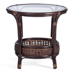 Комплект "PELANGI" (стол со стеклом + 4 кресла) с подушками, ротанг, кресло 65х65х77см, стол диаметр 64х61см, walnut (грецкий орех)