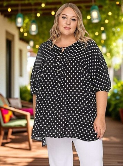 Туника свободного кроя, штапель Горох