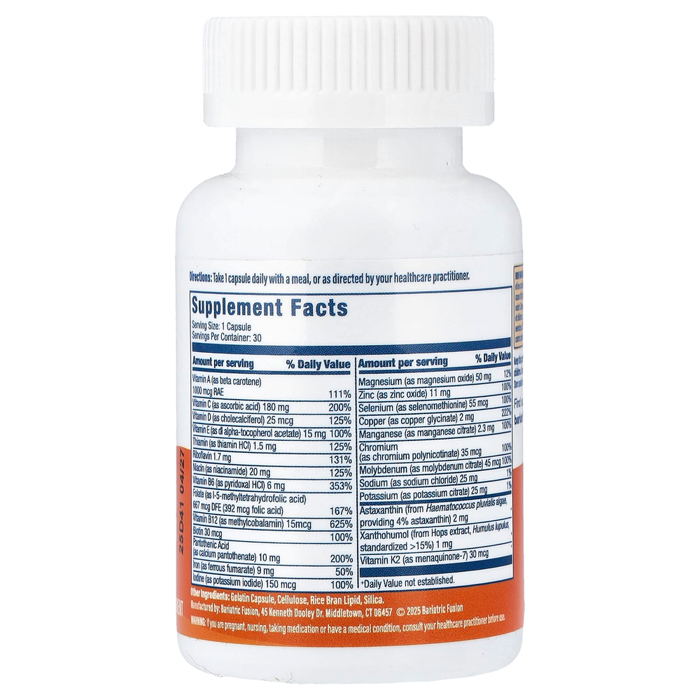 Bariatric Fusion, GLP-One Support, мультивитамины для поддержки, 30 капсул