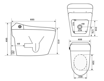 Электронный унитаз-биде TIMO TE-711 приставной