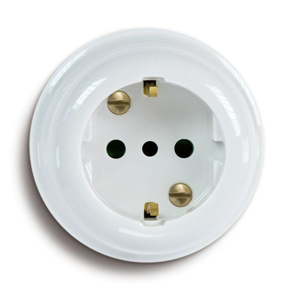 Ретро розетка керамическая белая Fanton Country 84011