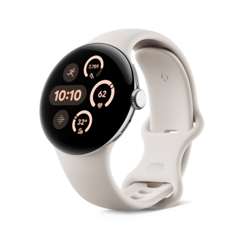 Умные часы Google Pixel Watch 3, 41 мм, Wi-Fi, «Полированный серебристый» корпус, ремешок Фарфорового цвета