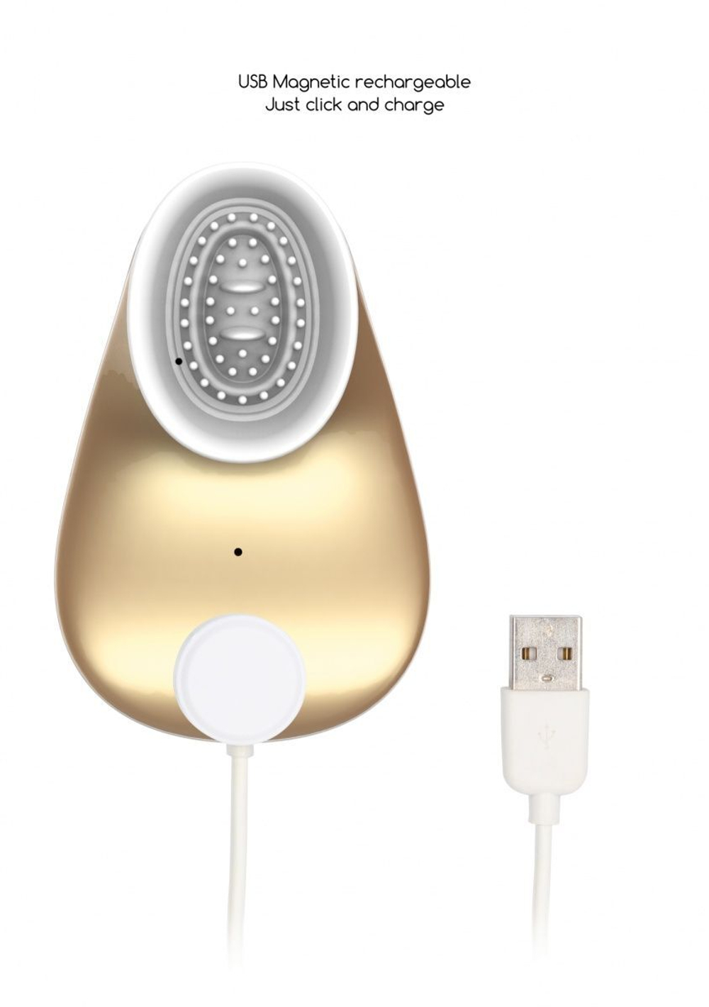 Золотистый вибромассажер Twitch Hands с вакуумным эффектом (Цвет: золотистый)